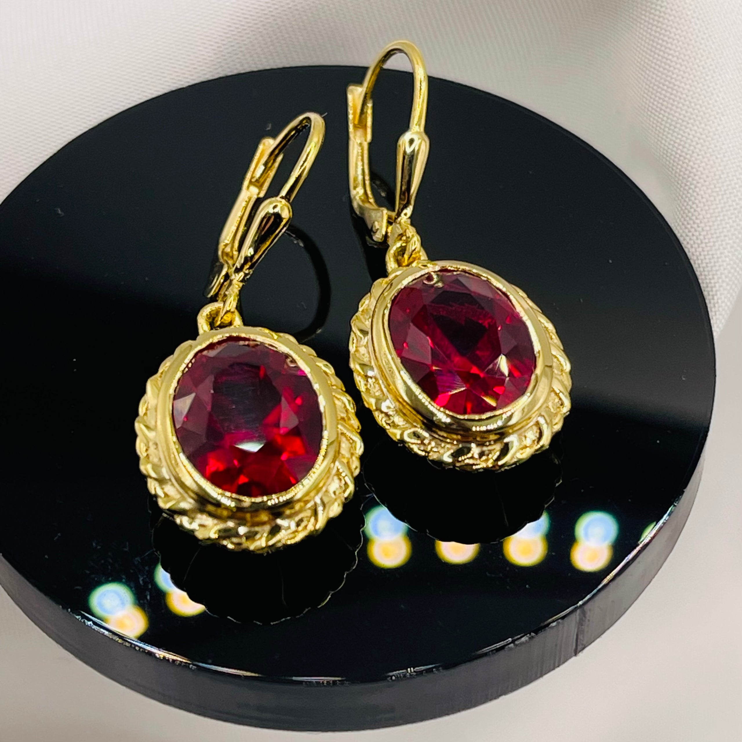 Red and gold drop earrings online